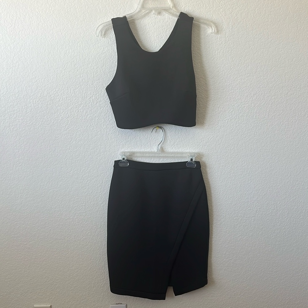 TWO PIECE BLACK TOP AND SKIRT